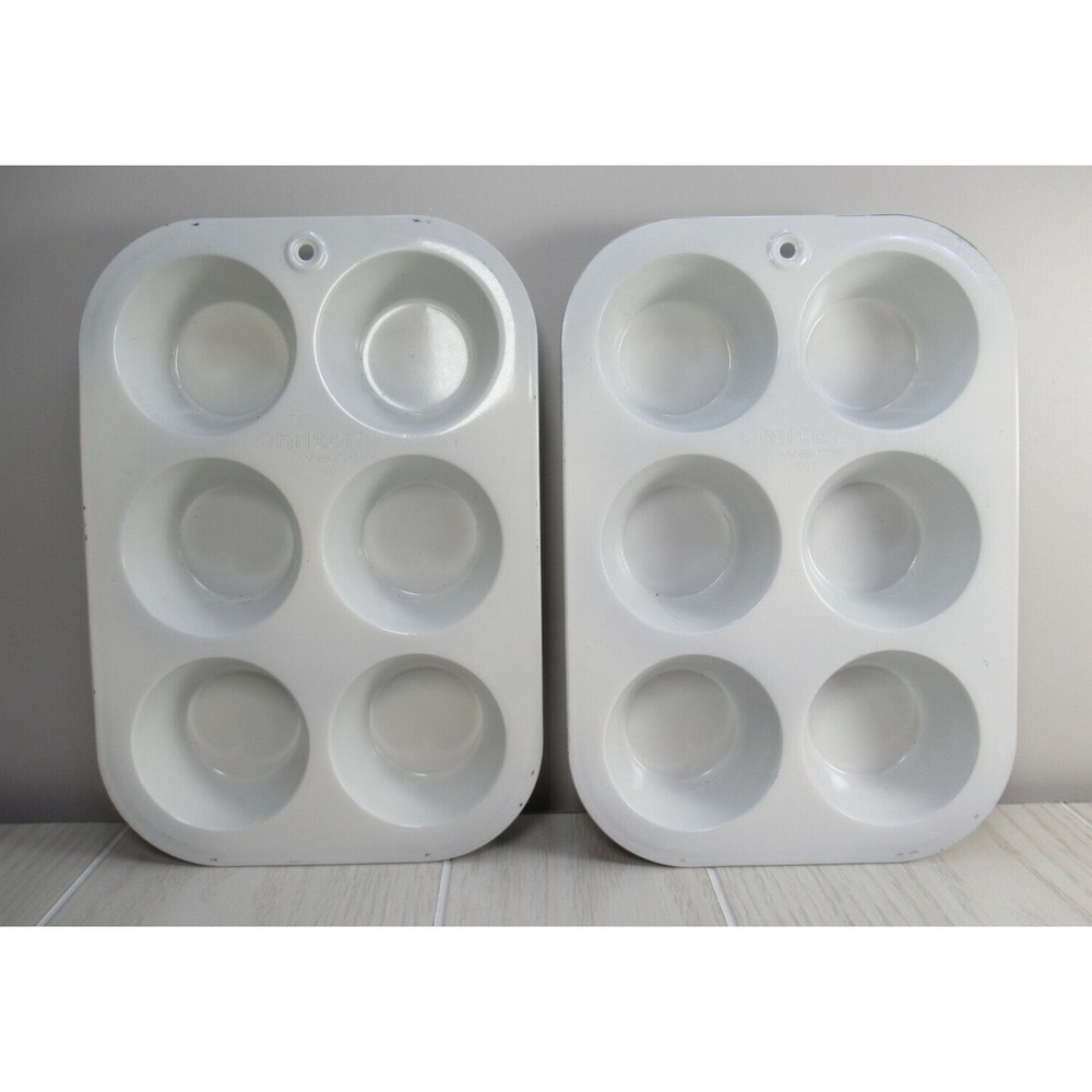 Chilton ware‎ vintage white coated aluminum muffin pans #606 6 each 12 muffins